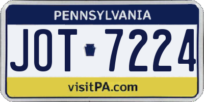 PA license plate JOT7224