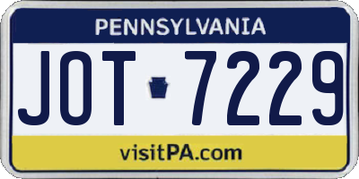 PA license plate JOT7229
