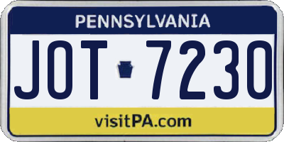 PA license plate JOT7230
