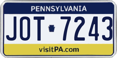 PA license plate JOT7243