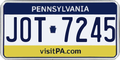PA license plate JOT7245