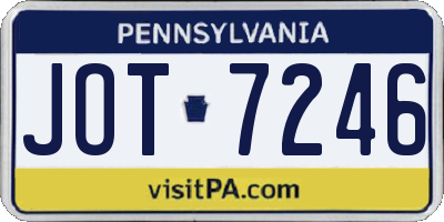 PA license plate JOT7246