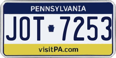 PA license plate JOT7253