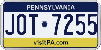 PA license plate JOT7255