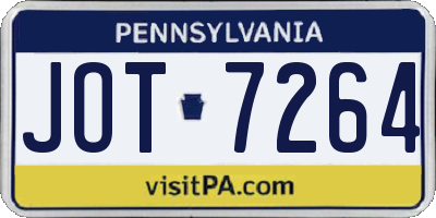 PA license plate JOT7264