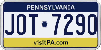 PA license plate JOT7290