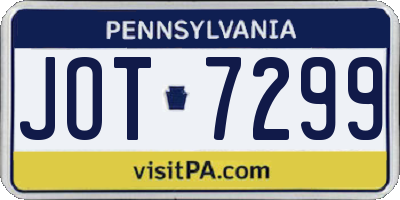 PA license plate JOT7299
