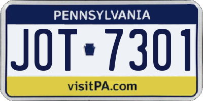 PA license plate JOT7301