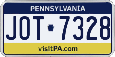 PA license plate JOT7328