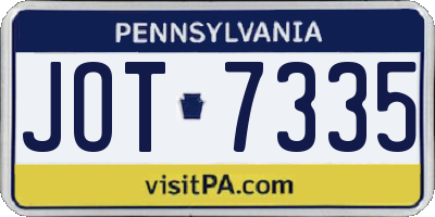 PA license plate JOT7335