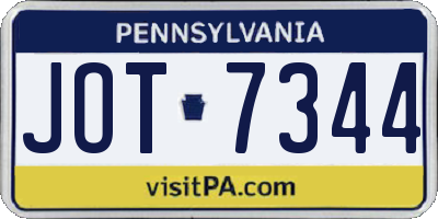 PA license plate JOT7344