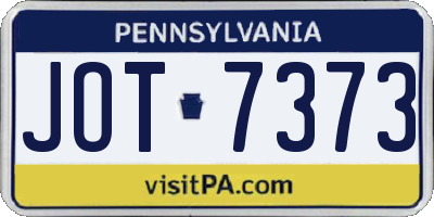 PA license plate JOT7373