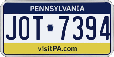 PA license plate JOT7394