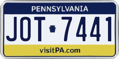 PA license plate JOT7441