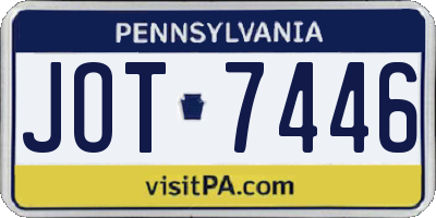 PA license plate JOT7446