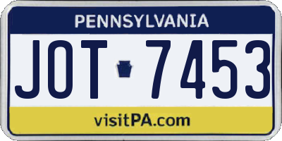 PA license plate JOT7453