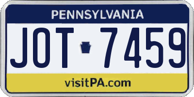 PA license plate JOT7459