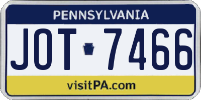 PA license plate JOT7466