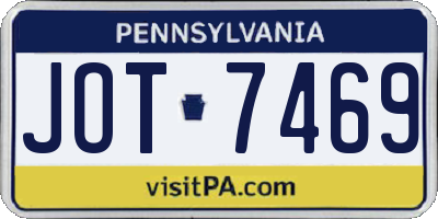PA license plate JOT7469