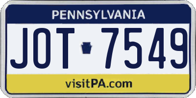 PA license plate JOT7549