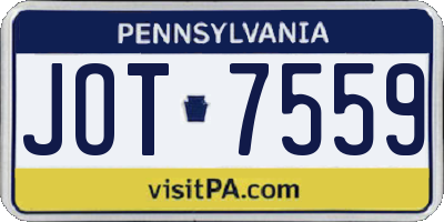 PA license plate JOT7559