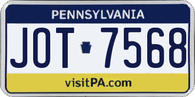 PA license plate JOT7568