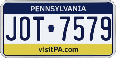 PA license plate JOT7579