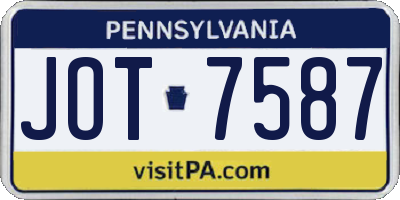 PA license plate JOT7587