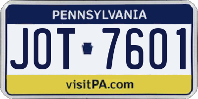 PA license plate JOT7601