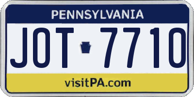 PA license plate JOT7710