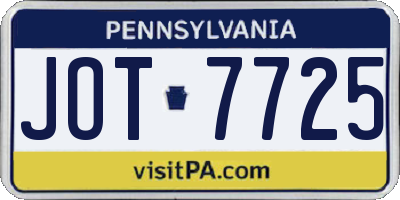 PA license plate JOT7725
