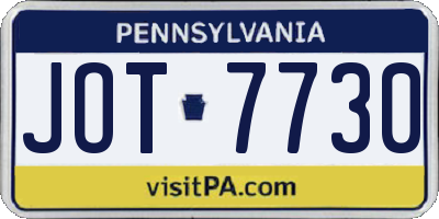 PA license plate JOT7730
