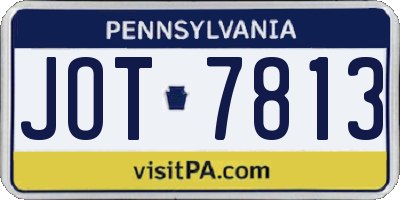 PA license plate JOT7813