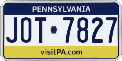 PA license plate JOT7827