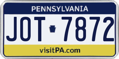 PA license plate JOT7872