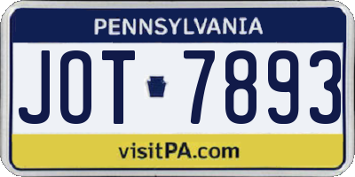 PA license plate JOT7893