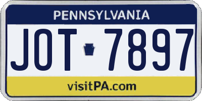 PA license plate JOT7897