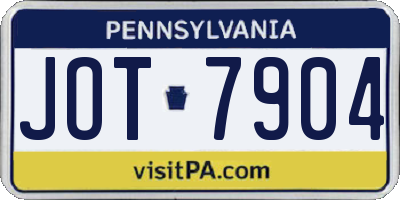 PA license plate JOT7904