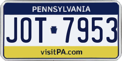 PA license plate JOT7953