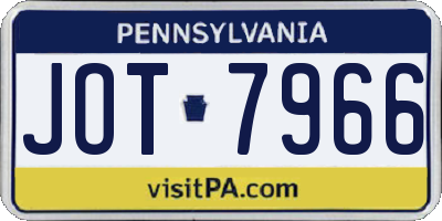 PA license plate JOT7966