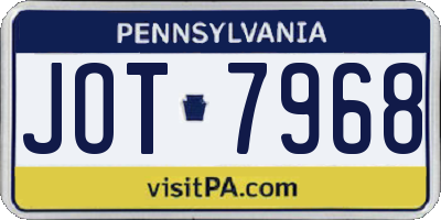 PA license plate JOT7968