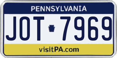 PA license plate JOT7969