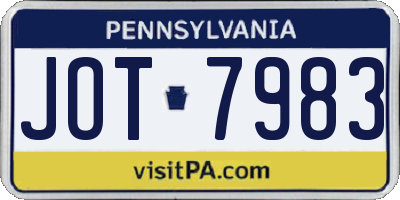 PA license plate JOT7983