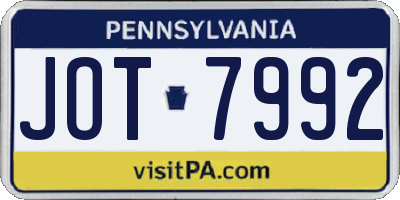 PA license plate JOT7992