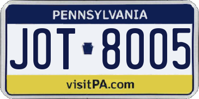 PA license plate JOT8005