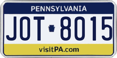 PA license plate JOT8015