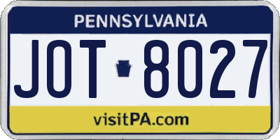 PA license plate JOT8027