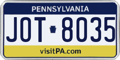 PA license plate JOT8035
