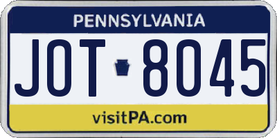 PA license plate JOT8045