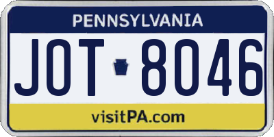 PA license plate JOT8046
